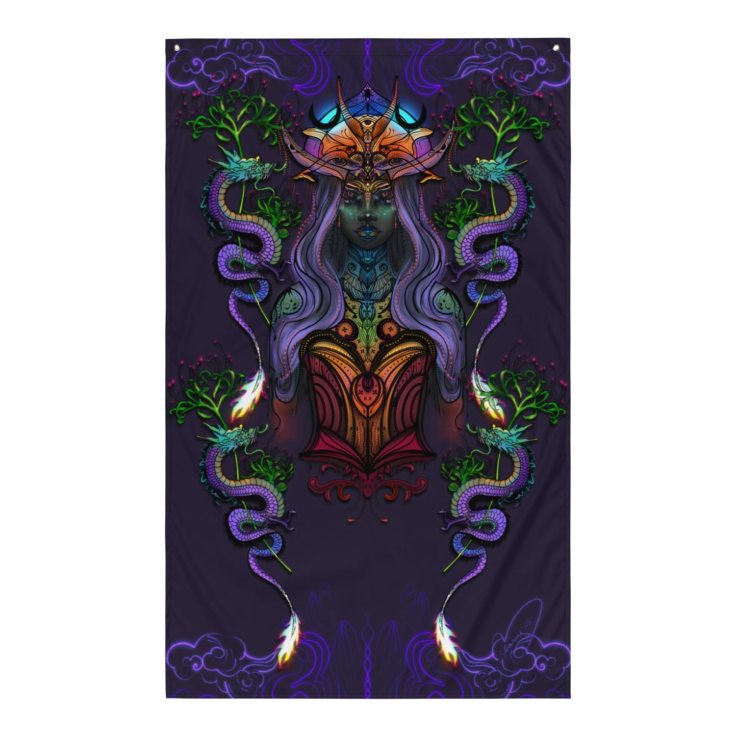 Dragon Goddess by Melanie Bell - Tapestry w/ gromets - 1111Arts