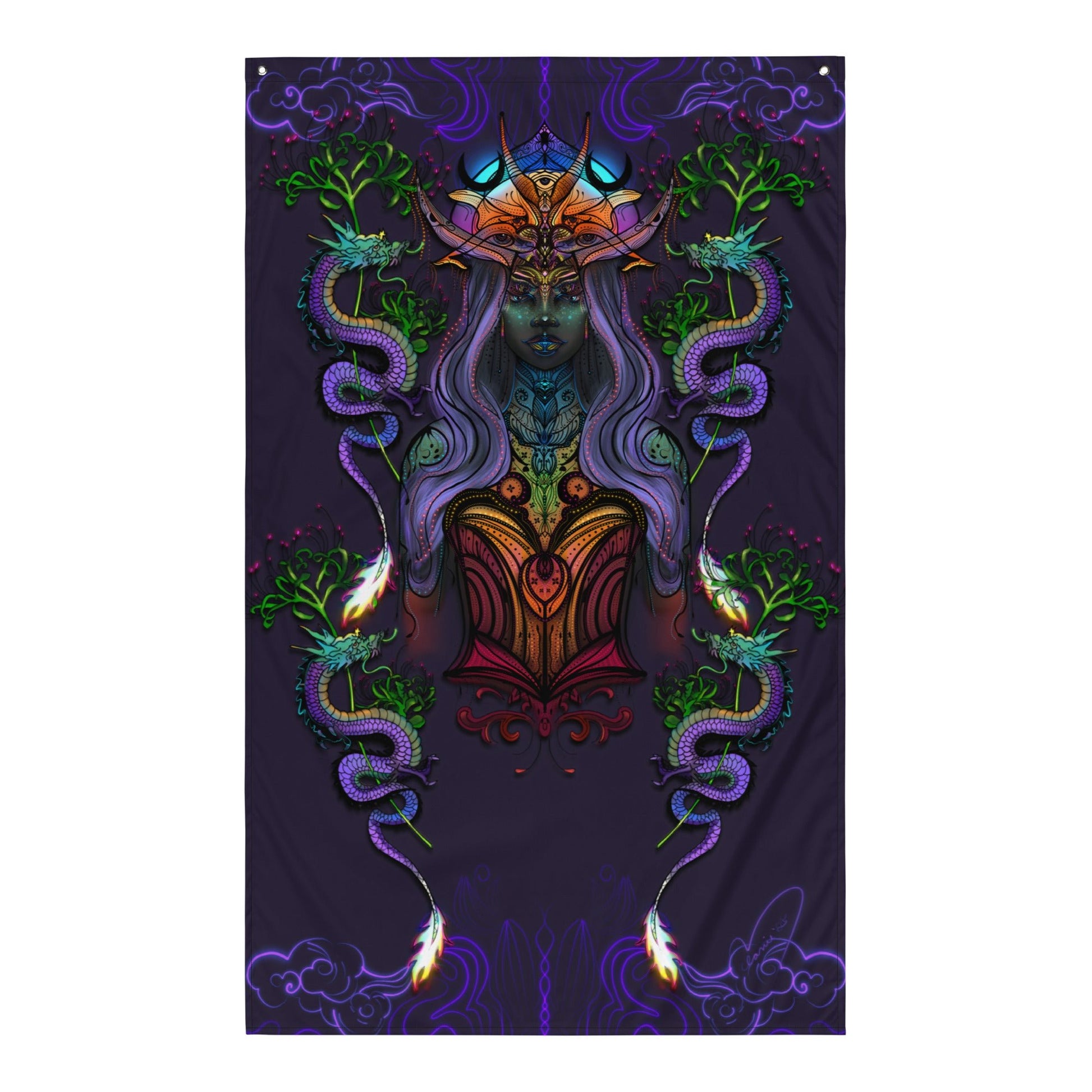 Dragon Goddess by Melanie Bell - Tapestry w/ gromets - 1111Arts