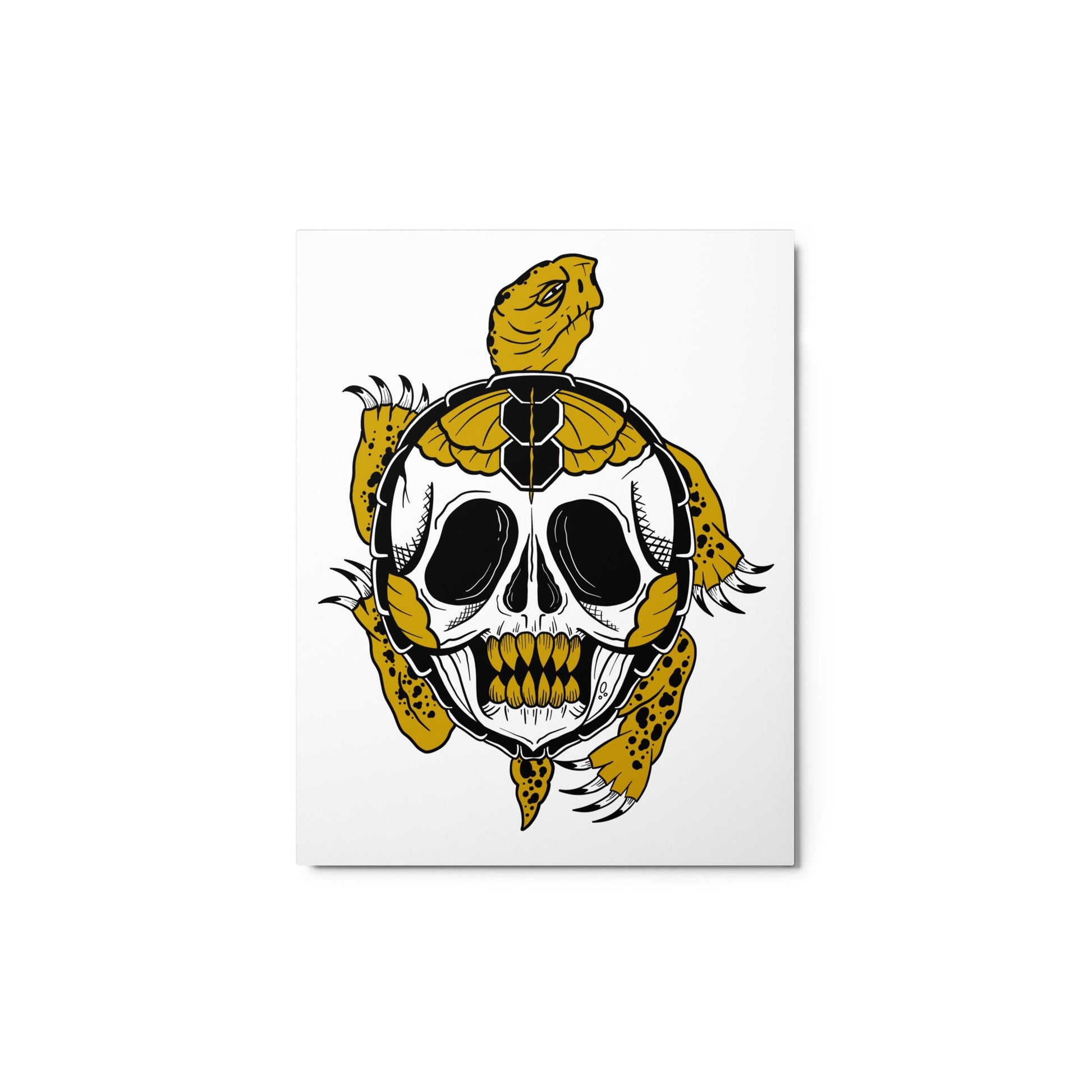 Terrifying Turtle Torso: Monochromatic Skull - Metal print - 1111Arts