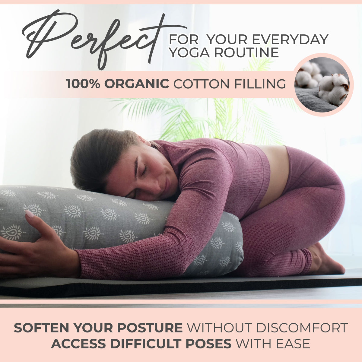 Organic Cotton Yoga Bolster Set with Carry Bag