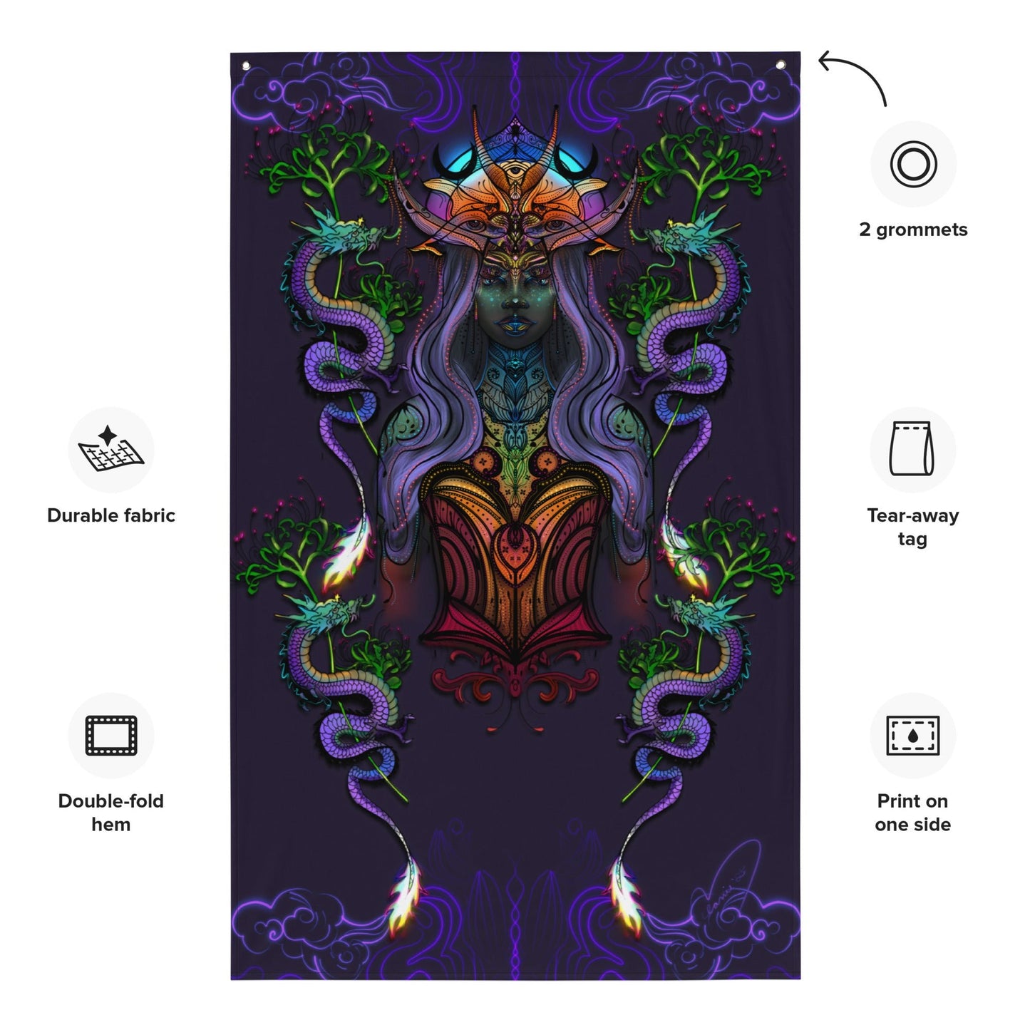 Dragon Goddess by Melanie Bell - Tapestry w/ gromets - 1111Arts