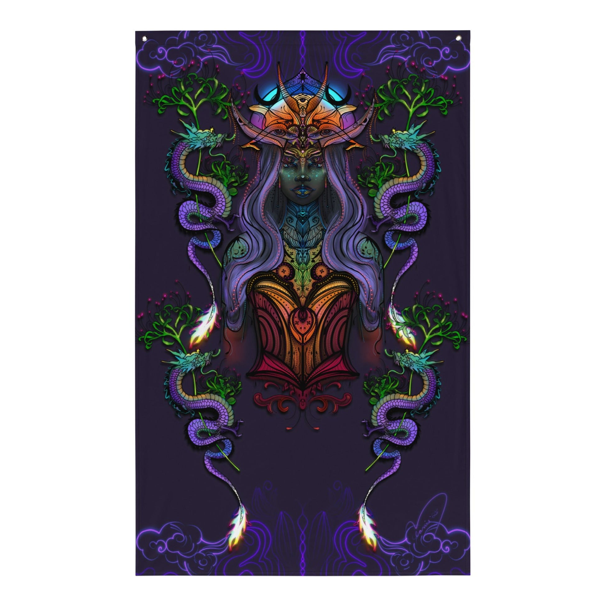 Dragon Goddess by Melanie Bell - Tapestry w/ gromets - 1111Arts