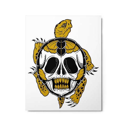 Terrifying Turtle Torso: Monochromatic Skull - Metal print - 1111Arts